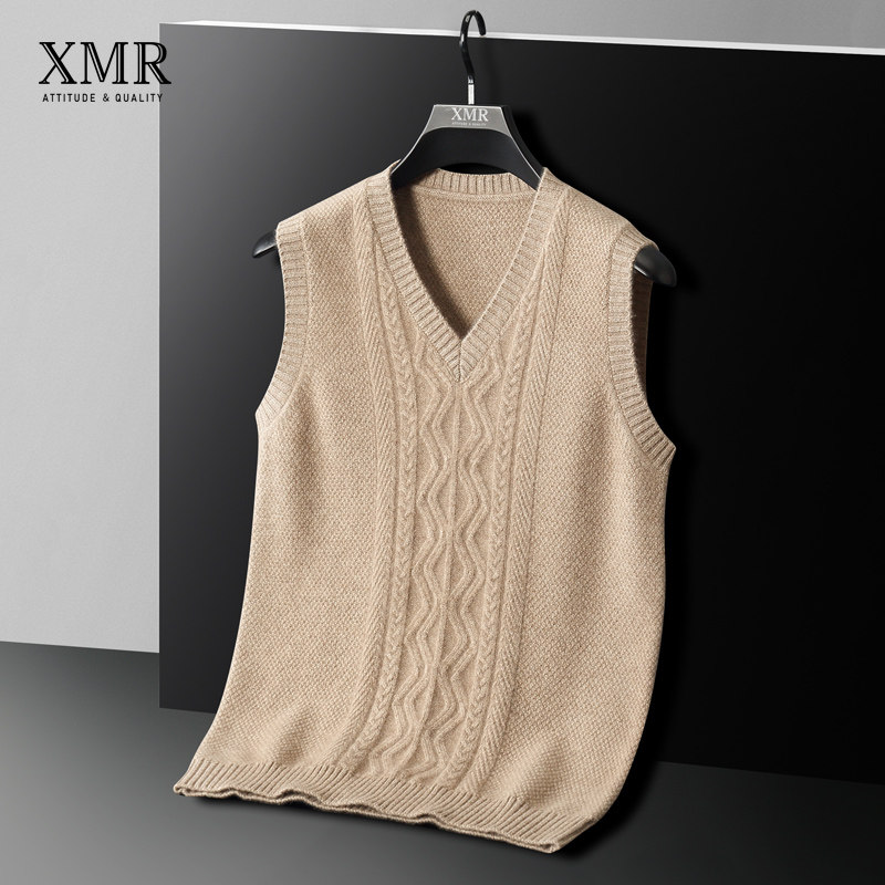 Cashmere sweatshirt male 100 pure cashmere waistcoat V collar thickened sweater mountain cashmere knitwear with new 2022 spring and autumn vests