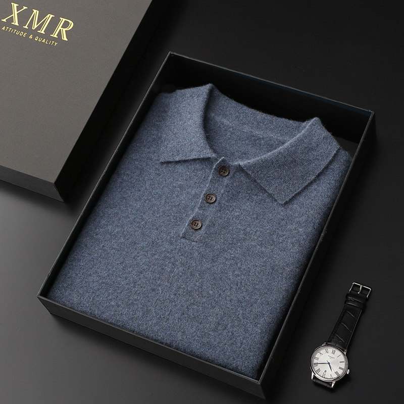 Upscale cashmere sweatshirt male 100 pure cashmere winter coat with thin undershirt turtlenectshirt polo collar sweater