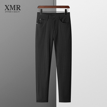 Fashion Striped Western Pants Mens Spring Autumn 100 Hitchhiking Pants Business Gentleman Casual Pants Youth Small Feet Straight Fit Pants