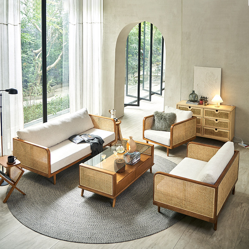 Is Rattan Scandi Scandinavian rattan sofa combination: create a warm and plaid home ...
