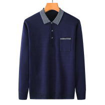  Dad spring and autumn tops Middle-aged mens loose long-sleeved T-shirts Middle-aged and elderly mens grandpa thin bottoming shirt