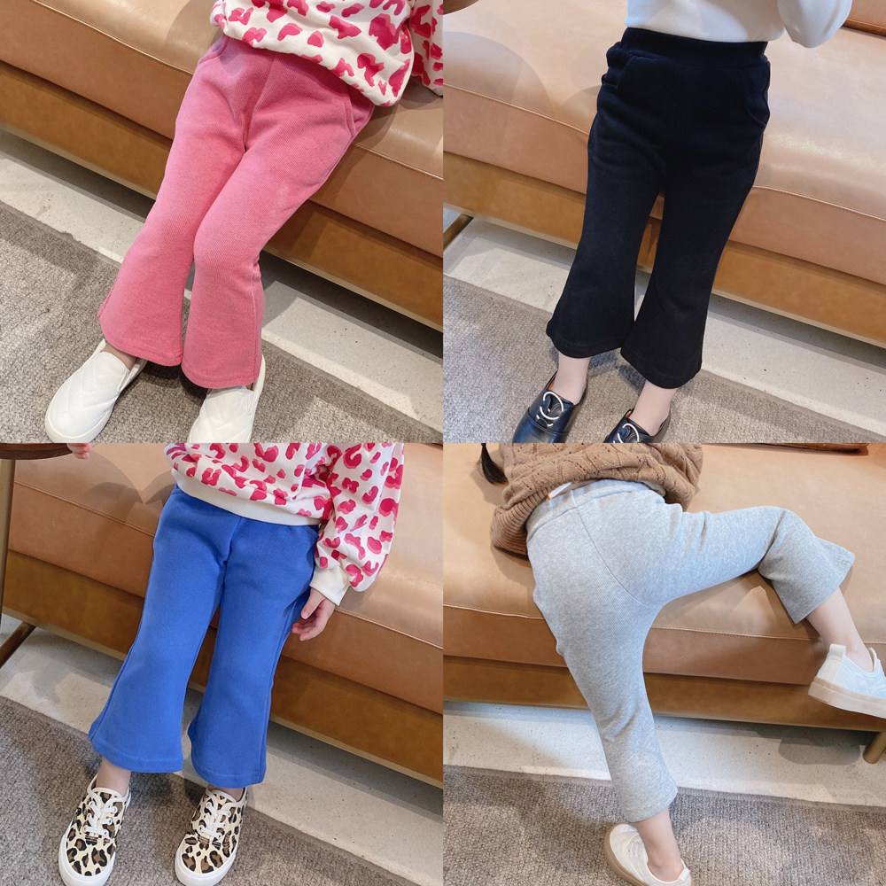 Baby girl flared pants 0-1-8 years old baby knitted pants children's all-match flared pants 2021 spring and autumn new style