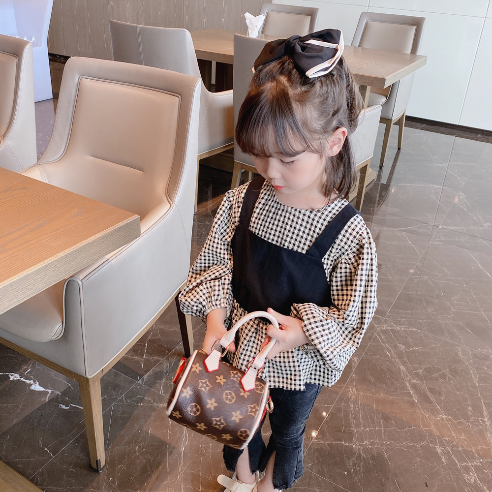 Baby girl plaid fake 2 shirts children's cotton doll shirts 0-8 years old girls' shirts new 2022 spring and autumn clothes