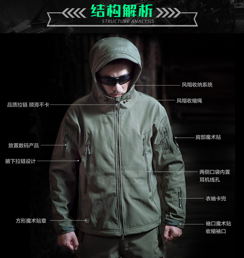 逸鹤户外冲锋衣男女潮牌三合一软壳加绒加厚迷彩登山服防水风外套 逸鹤户外冲锋衣男女潮牌三合一软壳加绒加厚迷彩登山服防水风外套