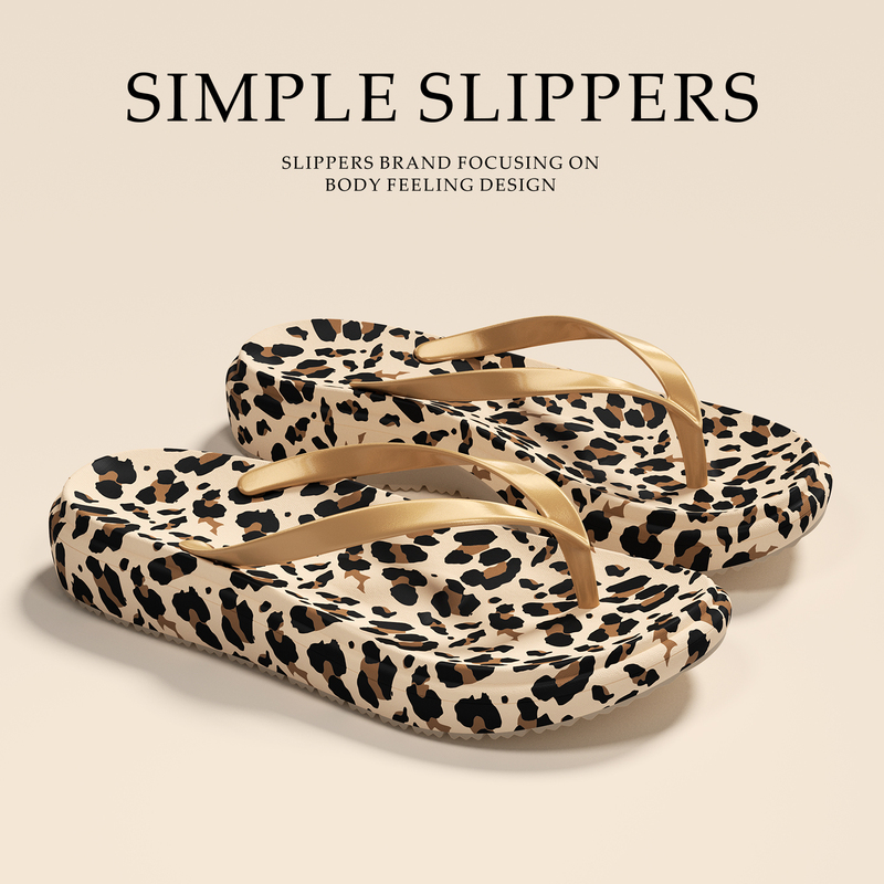 Flip-Flops for Women, New Summer Style, Retro Leopard Print, Red and White Plaid, Non-Slip Soft Sole Beach Sandals