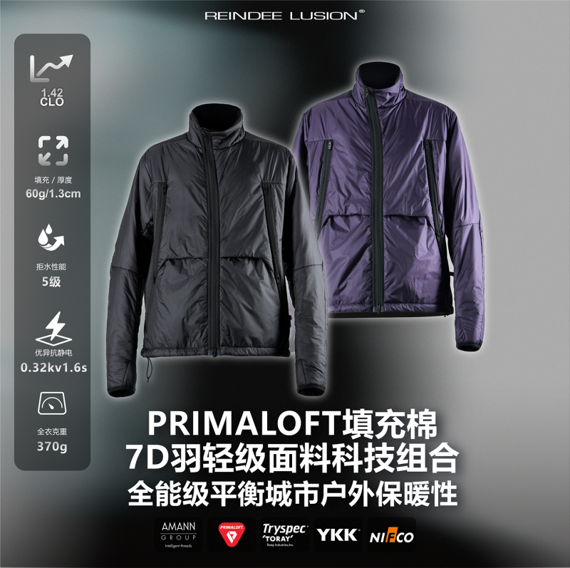 Rl |   Reindee Lusion 7D Lightweight Waterproof Primaloft Cotton Arc Zipper Liner Jacket