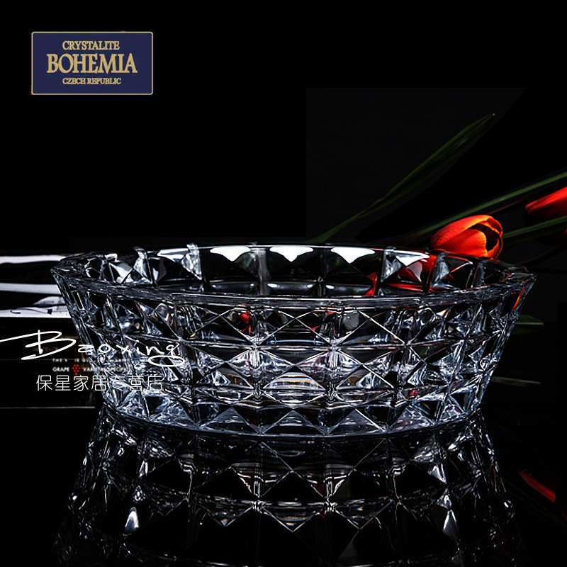 Czech BOHEMIA Bohemia large crystal glass fruit plate Living room creative large fruit basin fruit plate