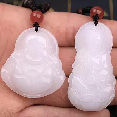 Natural White Jade Guanyin pendant jade pendant Guanyin Buddha men and women couples jade pendant jade necklace Jade Buddha certificate