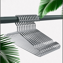 Add coarse stainless steel hanger adult lengthened clothes hanger 10 only anti-slip clothes drying hooks Home clothes brace