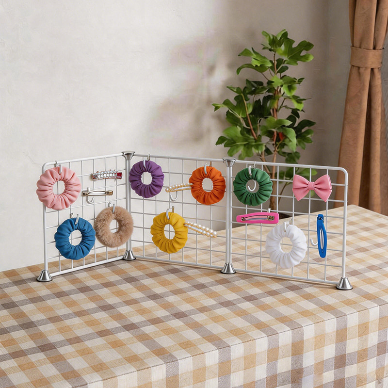Desktop grid hairpin hair tie storage rack