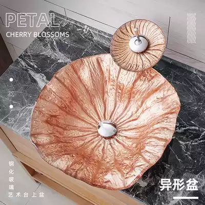 URWASH bathroom tempered glass counter basin hotel wash basin home sink coral art wash basin