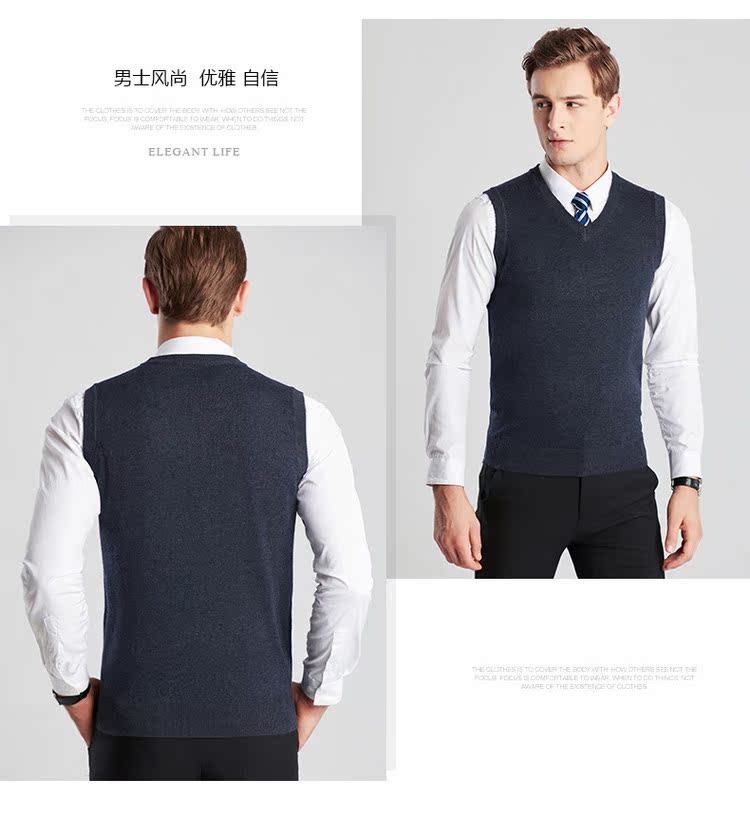 Mùa thu đông mới áo len nam trung niên đan áo len nam cổ chữ V dày áo len ấm áp vest cha vest áo len nam trung niên
