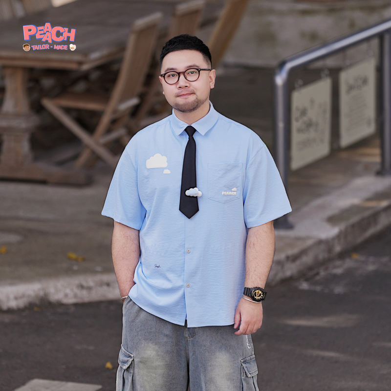 Peaach Spring and Summer Retro Loose Casual Lapel Short-Sleeved Shirt Simple College Style Cute Printed Shirt