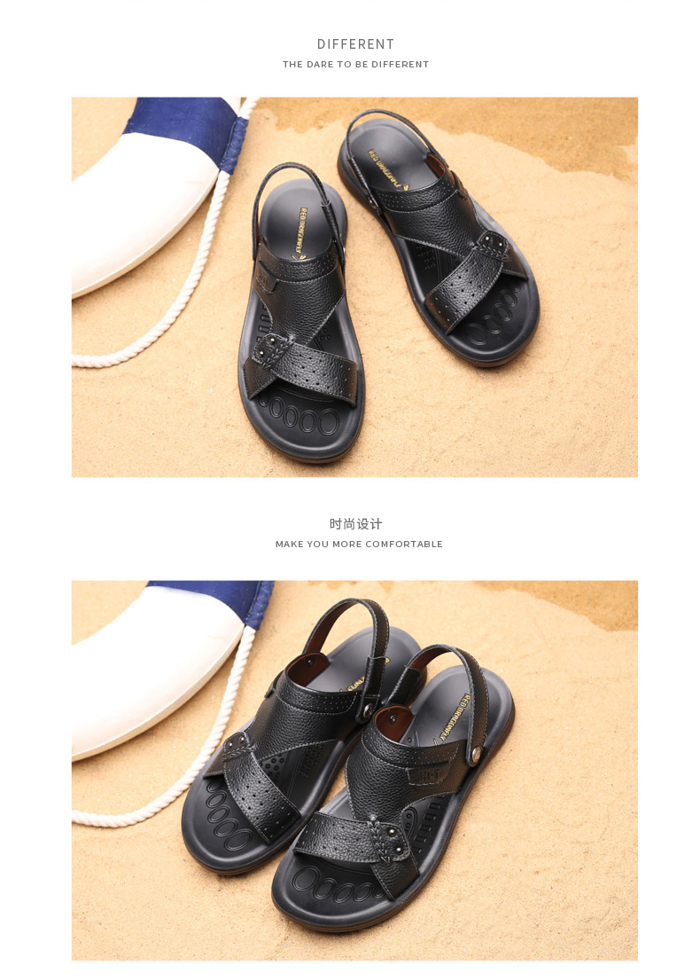 Red sandal mùa hè giày mới đi biển thời trang giày da nam giản dị đôi nam mở sandal da nam