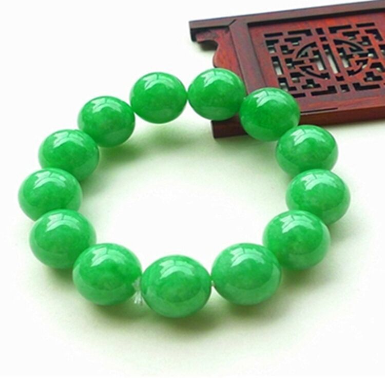【Natural Grade a Jade Bracelet for Men and Women】Old Mine Burmese Light Green Jade Full Green Jade Bracelet Jade Bead Bracelet