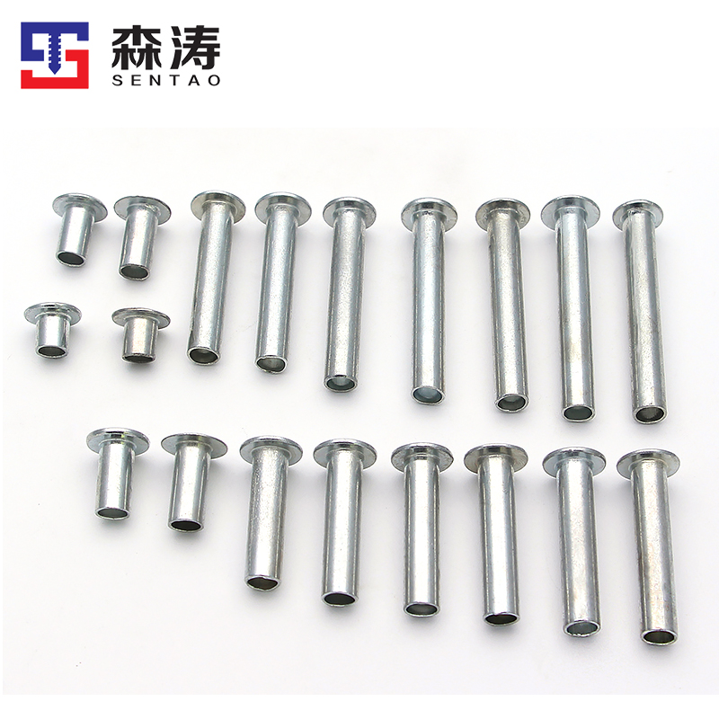 British standard rivets 4 7mm semi-hollow iron rivets galvanized large flat head orange factory direct sales can be customized