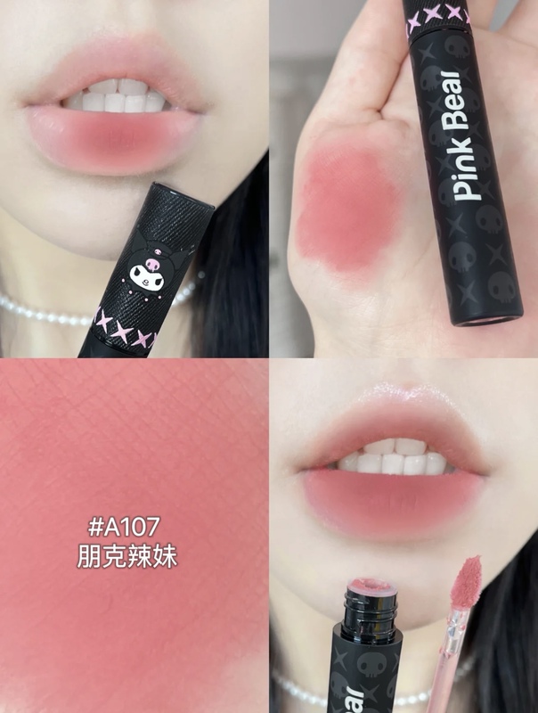 Pink Bear Kuromi Collaboration Lip Glaze Lipstick Lip Mud My Melody Sanrio Pico Bear A107 L306 Pink Bear Kuromi Collaboration Lip Glaze Lipstick Lip Mud My Melody Sanrio Pico Bear A107 L306