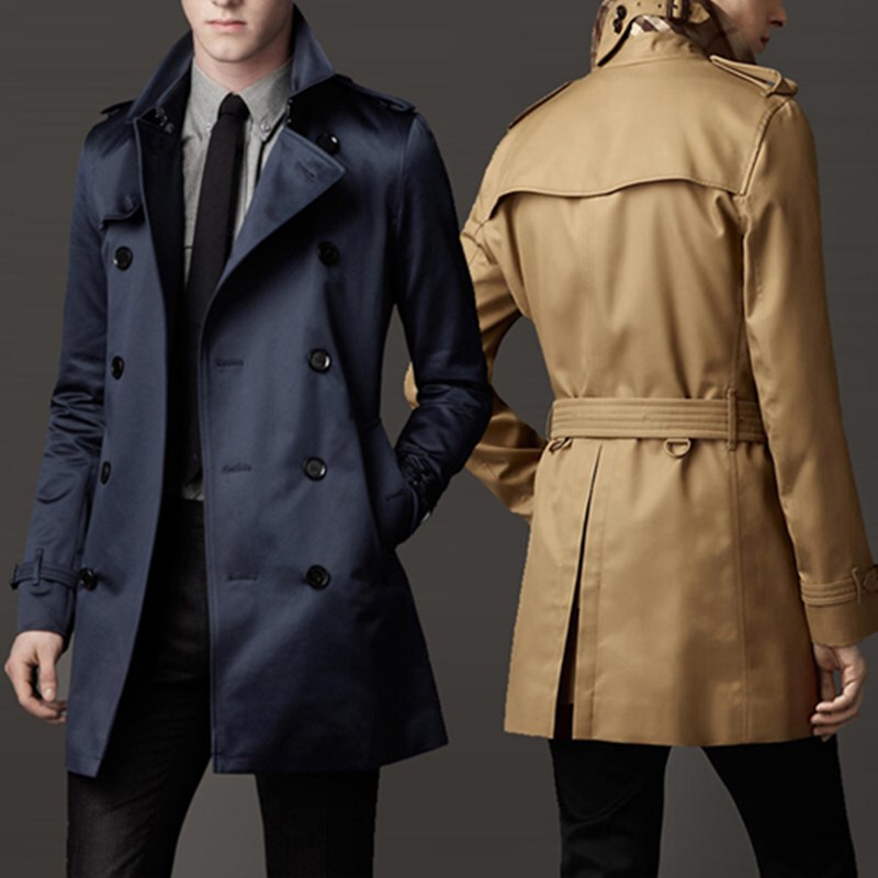 Spring and Autumn Business Slim-Fit Trench Coat, New Korean Style, Fashionable Casual Men's British Mid-Length Trendy Jacket for Teenagers