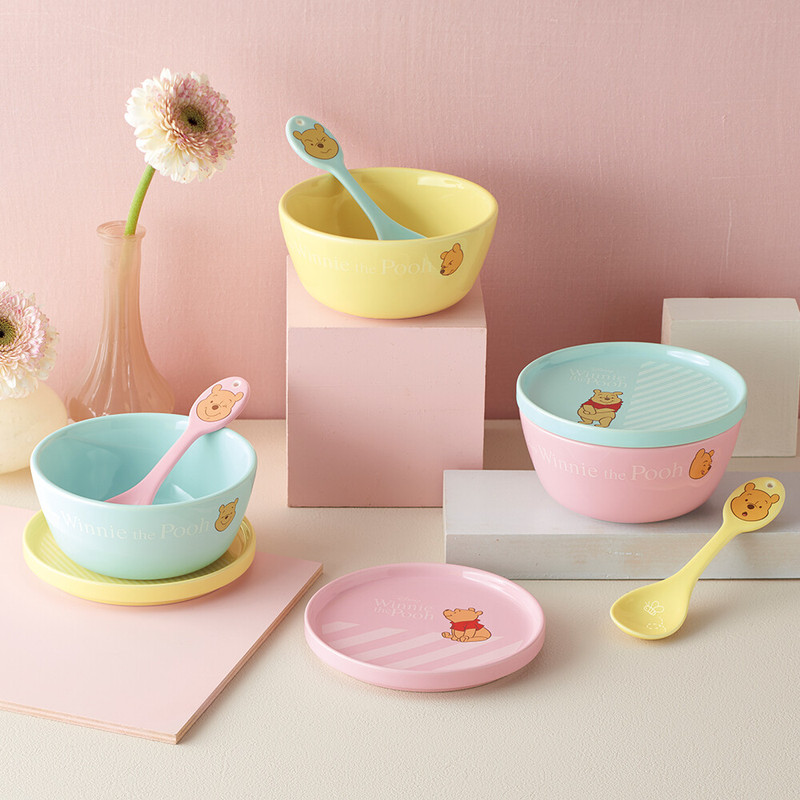 Domestic In-Stock Japanese-Made Sanjo Pottery Winnie the Pooh Cute Cartoon Ceramic Tableware Bowl Spoon Dining Spoon