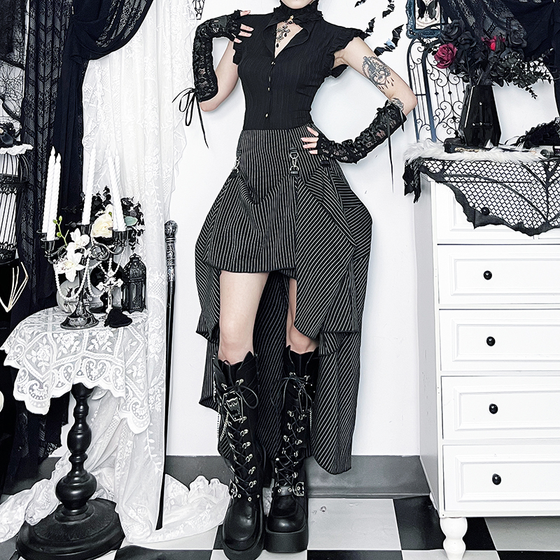 Wannathis Halloween Gothic Style Skirt Set Subculture Irregular Skirt Hot Girl Top Shirt Wannathis Halloween Gothic Style Skirt Set Subculture Irregular Skirt Hot Girl Top Shirt