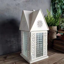 Hut Hollowed-out Iron Art Garden Home Decoration Wind Light Candlestick in European-style candleholder retro wind lantern fairy tale