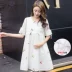 Váy bà bầu sọc hè cho con bú Bà bầu mặc áo dài mùa hè tay ngắn 2019 Váy bà bầu mới - Áo thai sản đầm bầu đẹp hàng hiệu Áo thai sản