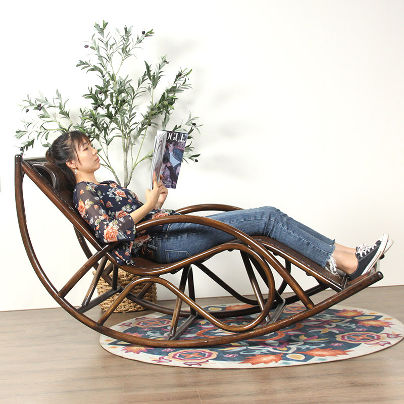 Rattan chair Rocking Chair Balcony Home Leisure Seniors Adults Afternoon Nap Rattan Rattan Chrocking Chair Real Vines Slob Rocking Chair