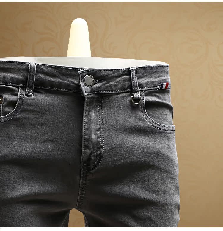 Nonggu 2018 mới mùa xuân và mùa thu Quần jean nam màu xám mỏng giản dị thời trang nam cao cấp