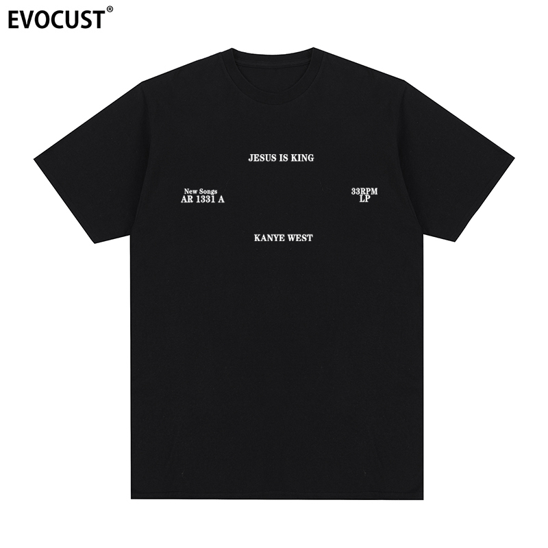 Kanye West Album Lettering Jesus Is King Hip-Hop Trendy Brand Short-Sleeve T-Shirt for Men and Women Rap Style