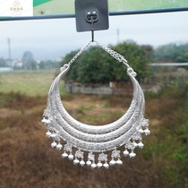 2023 new necklace Miao neckline ethnique minoritaire acteur Chest Ornament Round Without Falling color suspendues décoration Argent Couleur