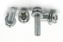 White zinc three-combination round head cross with flat pad elastic three-combination screw pan head machine tooth bolt PM3X5 -- 30