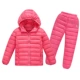 Mùa đông 2018 mới cho trẻ em xuống bộ đồ cotton đặt áo khoác trẻ em lớn cho bé trai và bé gái dày hai mảnh trùm đầu