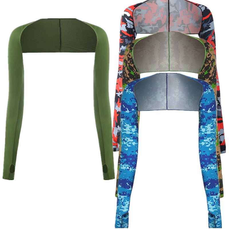 Sun Protection Sleeves, One-Piece Hand Sleeves, Shawl Sleeves, Extended Length, Army Green, Unisex, Couple Style, for Outdoor Cycling, Driving, and Sports