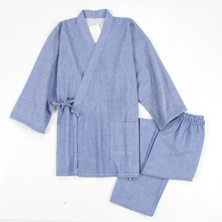 Người đàn ông Nhật Bản kimono đồ ngủ bông đôi gạc Nhật Bản phù hợp với dịch vụ nhà mùa hè và mùa thu thoải mái dày mô hình lỏng lẻo pijama nam