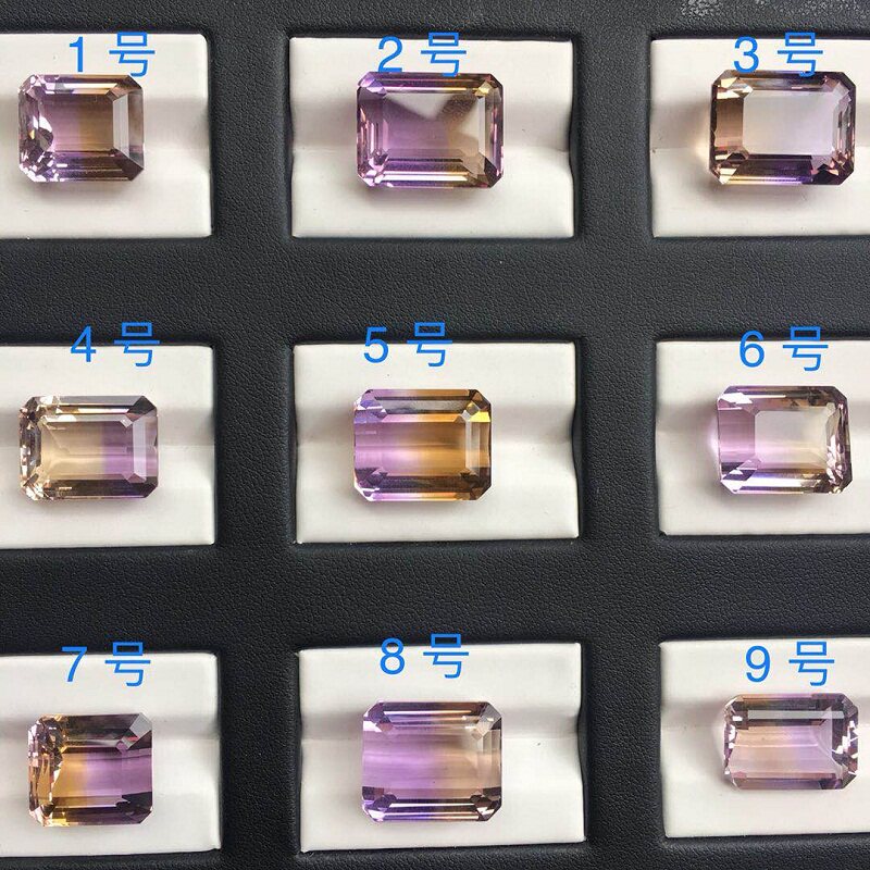 Natural Purple Yellow Crystal Naked Stone Ring Surface Inlay Effect Doubling Large Grain Color Good