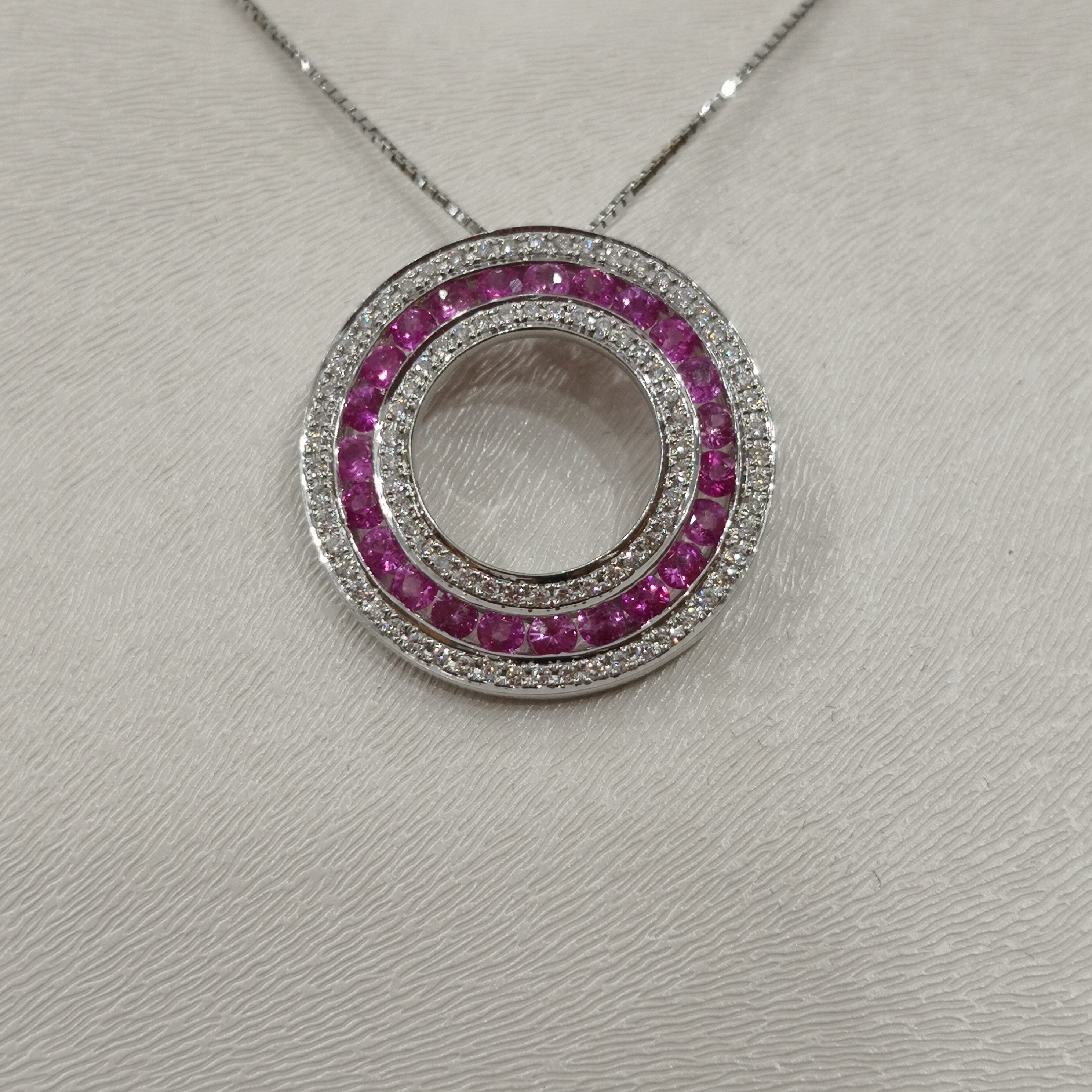 18K gold diamond ruby necklace CP130240