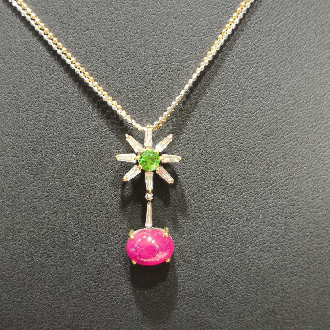 PT 900 diamond garnet ruby necklace CP 130232 design is delicate and fashionable