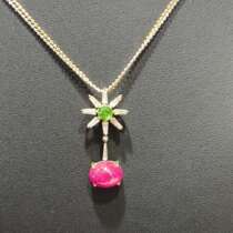 PT900 diamond-studded demantoid ruby ​​necklace CP130232 full of sense of design exquisite fashion