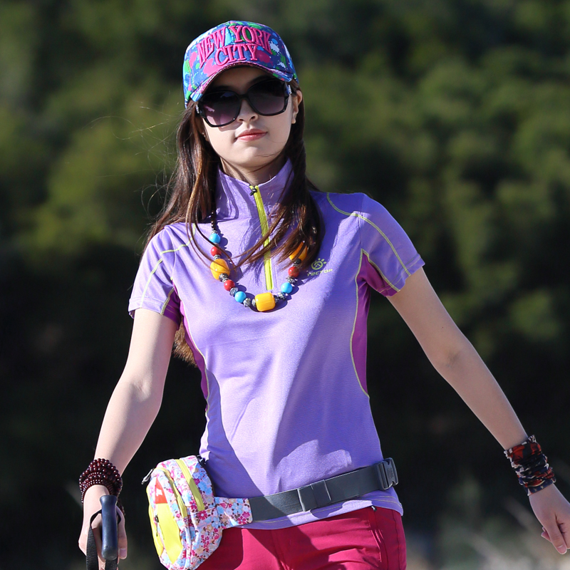 Summer outdoor speed dry T-shirt woman short sleeve sports speed dry coat short sleeve T-shirt anti-UV breathable hygroscopic perspiration shirt