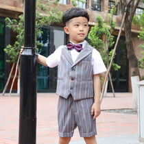 Childrens dress flower girl vest suit boy piano performance short-sleeved shorts suit boy host suit summer