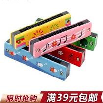  Post-80s nostalgic classic childrens toys Teaching aids Musical instruments harmonica toys Color wooden childrens harmonica toys