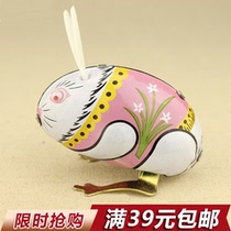  Tin rabbit jumping rabbit Classic retro tin toy Post-80s memories clockwork toy jumping rabbit
