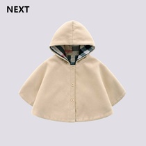 NEXT Mens and Womens Cloak Childrens Hooded Cloak Warm Baby Outing Clothing Shawl Spring and Autumn Childrens Clothing Newborn Woolen Cloak
