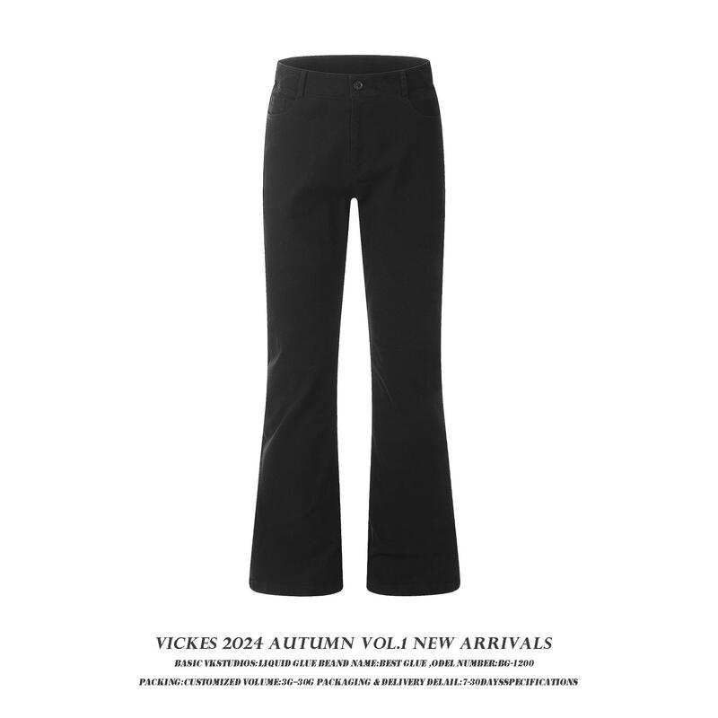 Vickes【He Haonan's Style】Slightly Flared Black Pants for Men and Women, Cleanfit Jeans, Slimming Long Pants Vickes【He Haonan's Style】Slightly Flared Black Pants for Men and Women, Cleanfit Jeans, Slimming Long Pants