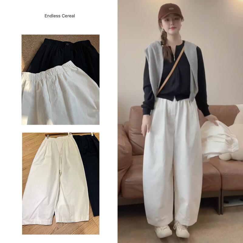 2026 New Cotton Casual Pants, Loose White Balloon Pants, Skin-Friendly, Breathable, Wrinkle-Resistant, Shape-Retaining, Versatile Cropped Pants
