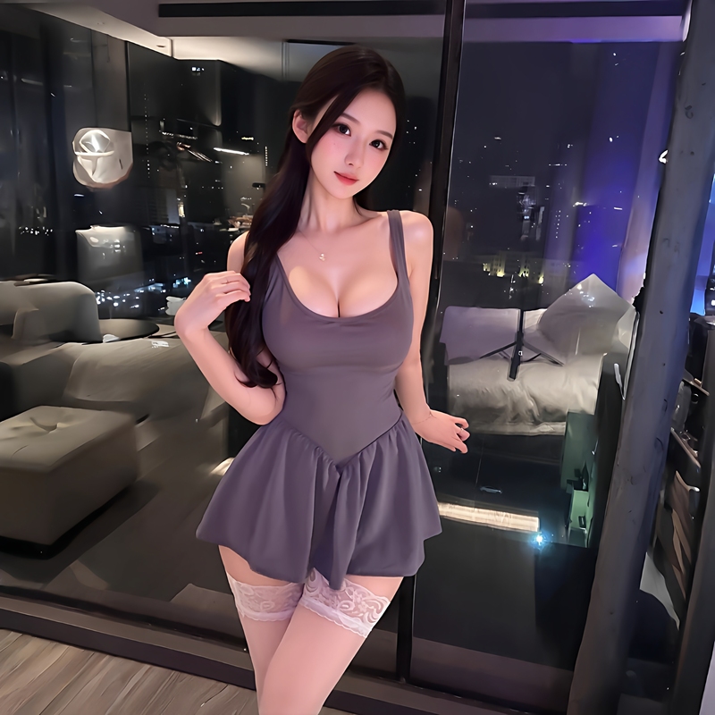 Charming Dress 520 Sexy Halter Neck Date Short Dress Backless Bodycon Contrast Dress