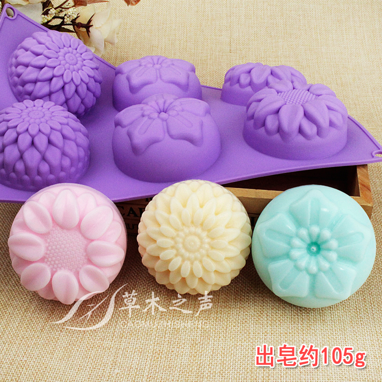 diy handmade soap mold soap base material tool sunflower flower round mold silicone homemade soap