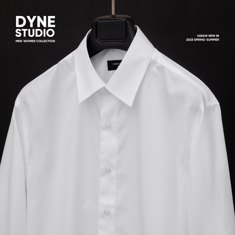 Dyne Studio White Basic Small Square Collar Liquid Ammonia Tape Craft Slim Long-Sleeved Shirt 8581 Dyne Studio White Basic Small Square Collar Liquid Ammonia Tape Craft Slim Long-Sleeved Shirt 8581