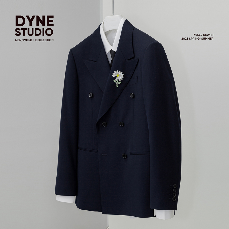 Dyne Studio Gd Same Style High-End Craftsmanship Classic Double-Breasted Midnight Blue Daisy Suit Jacket 8718 Dyne Studio Gd Same Style High-End Craftsmanship Classic Double-Breasted Midnight Blue Daisy Suit Jacket 8718