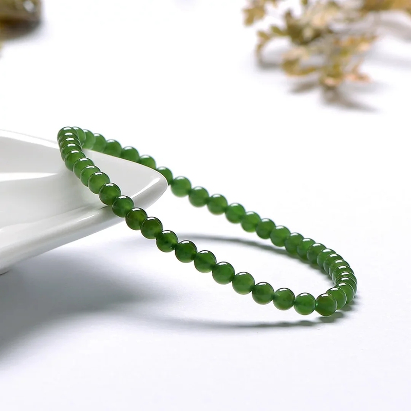 Hotan Jade Jasper 5mm Bracelet Exquisite Jasper Bracelet Casual White Jewelry